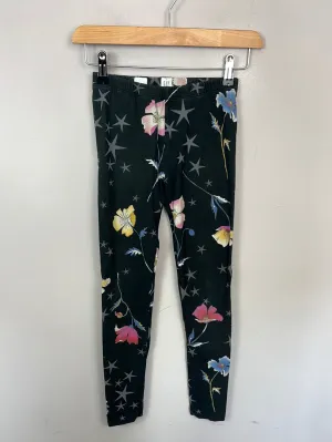 Gap black floral leggings 10-11y
