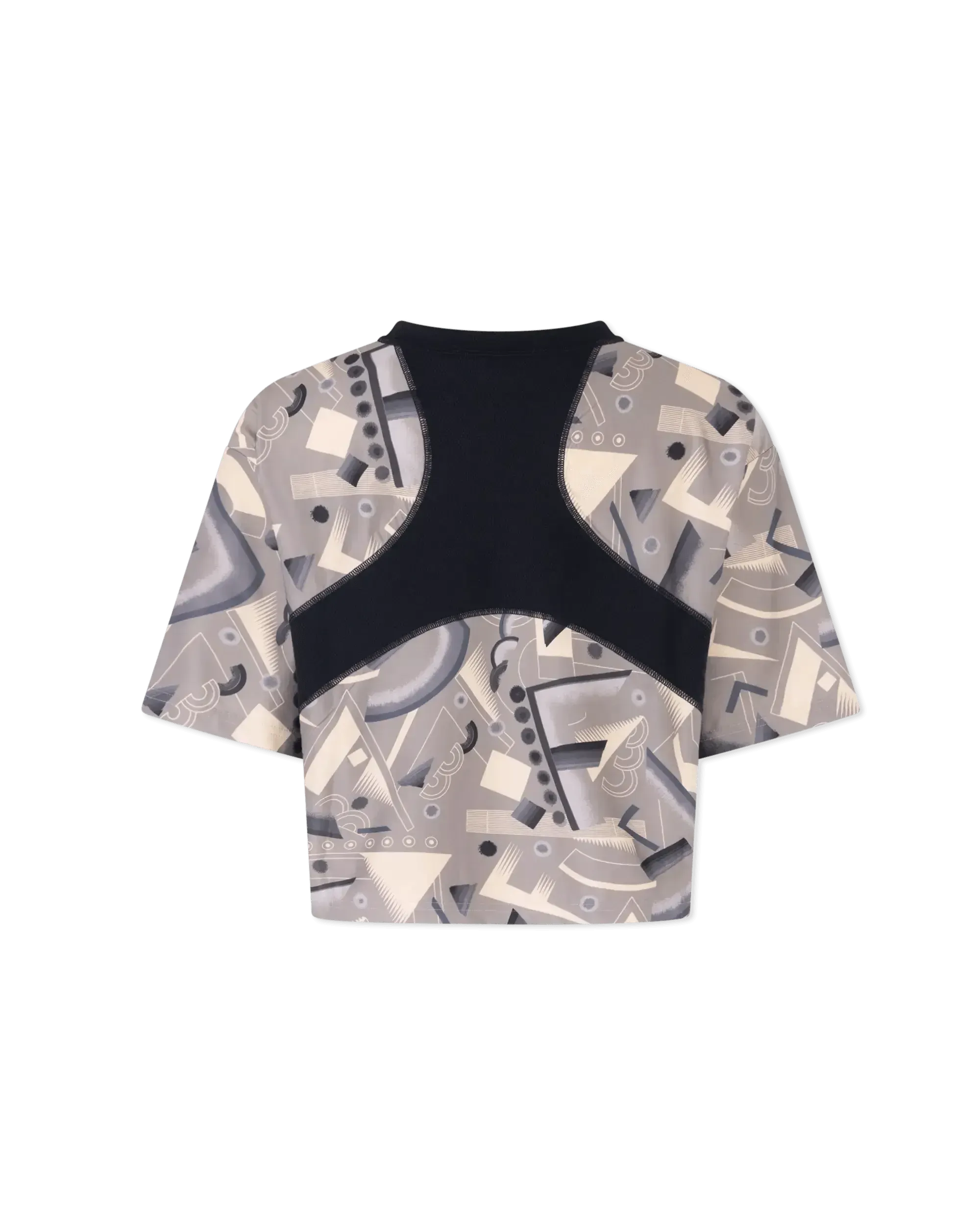 Geometric Print Cropped Lycra T-Shirt