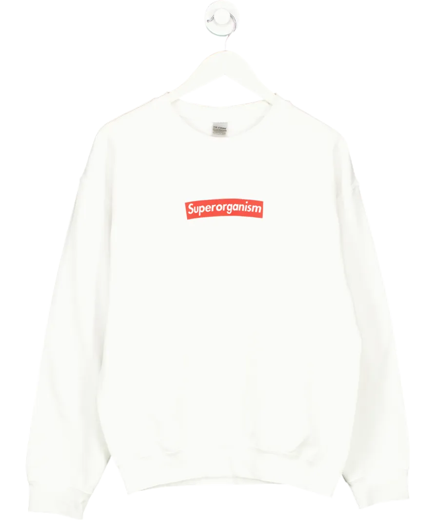 Gildan White Sweatshirt With Superorganism Graphic UK M