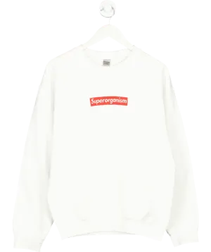 Gildan White Sweatshirt With Superorganism Graphic UK M