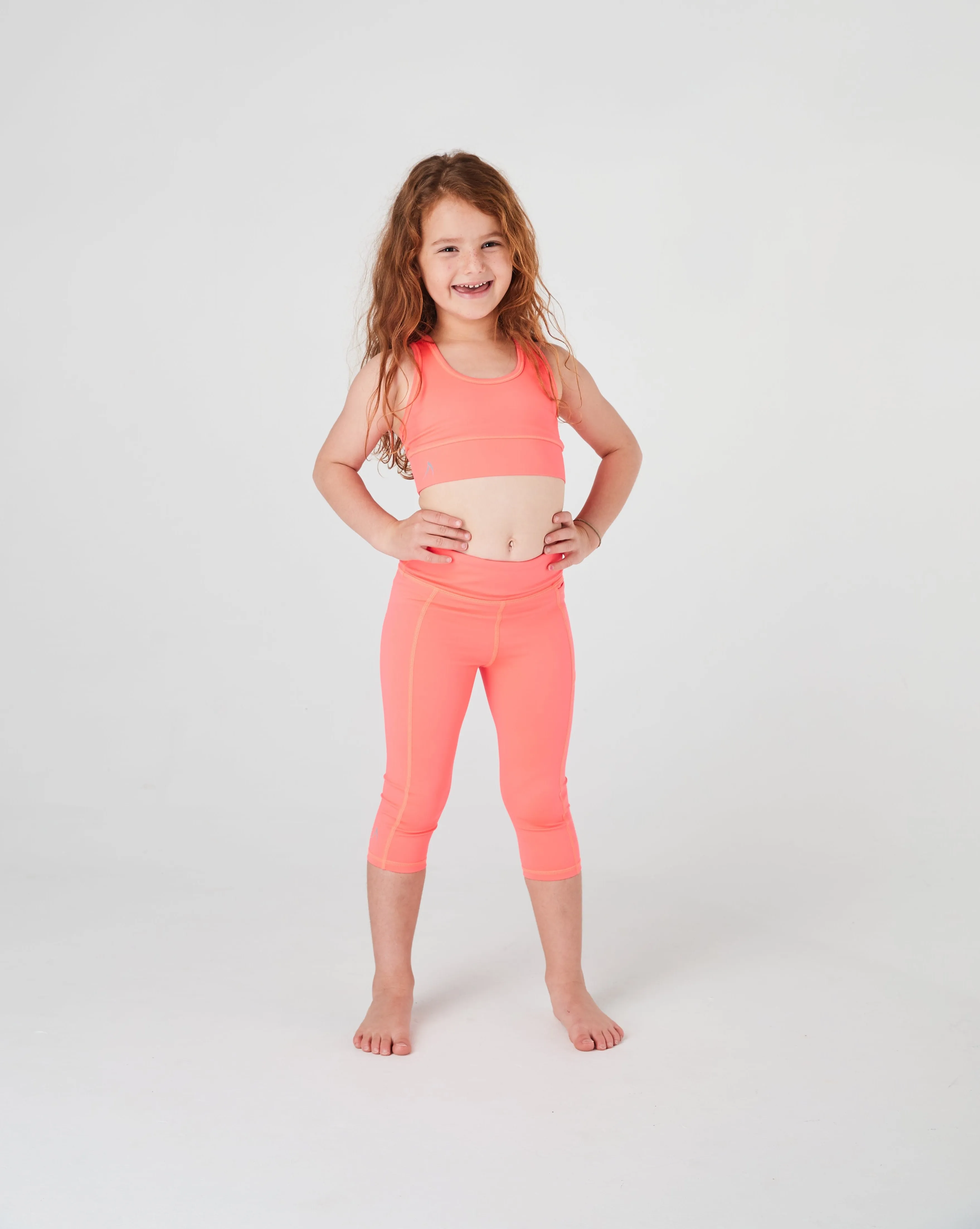 Girls Neon Orange 3/4 Leggings