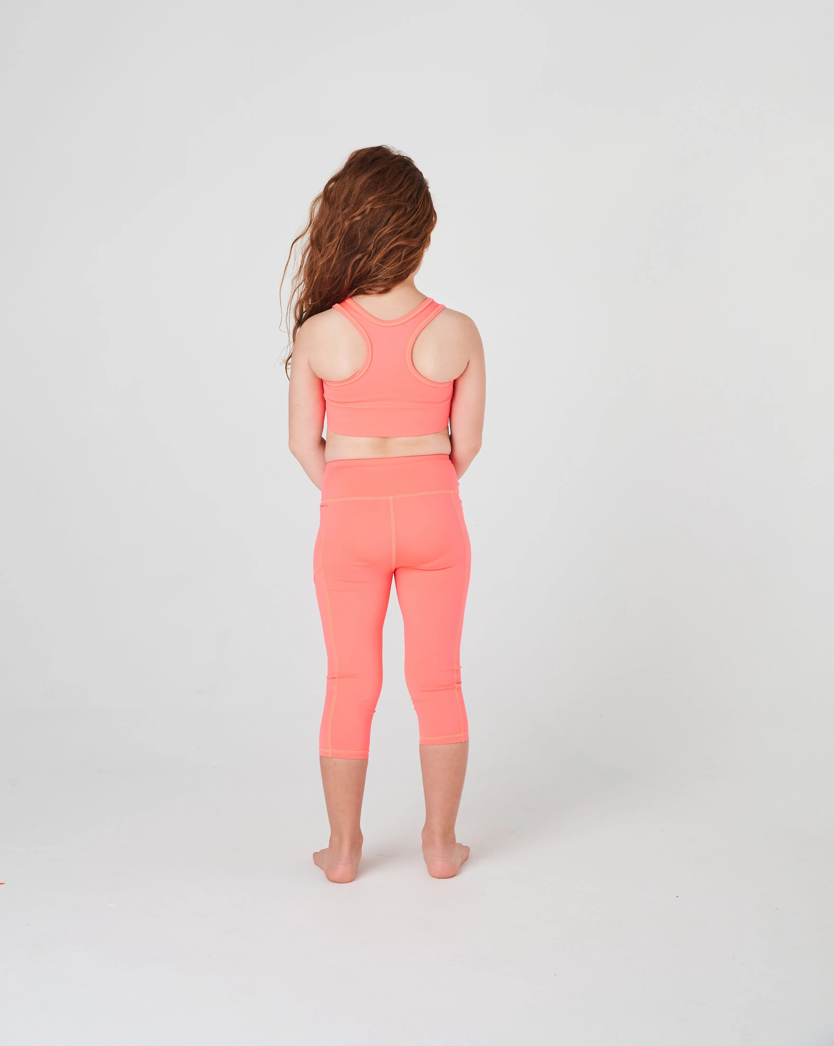 Girls Neon Orange 3/4 Leggings