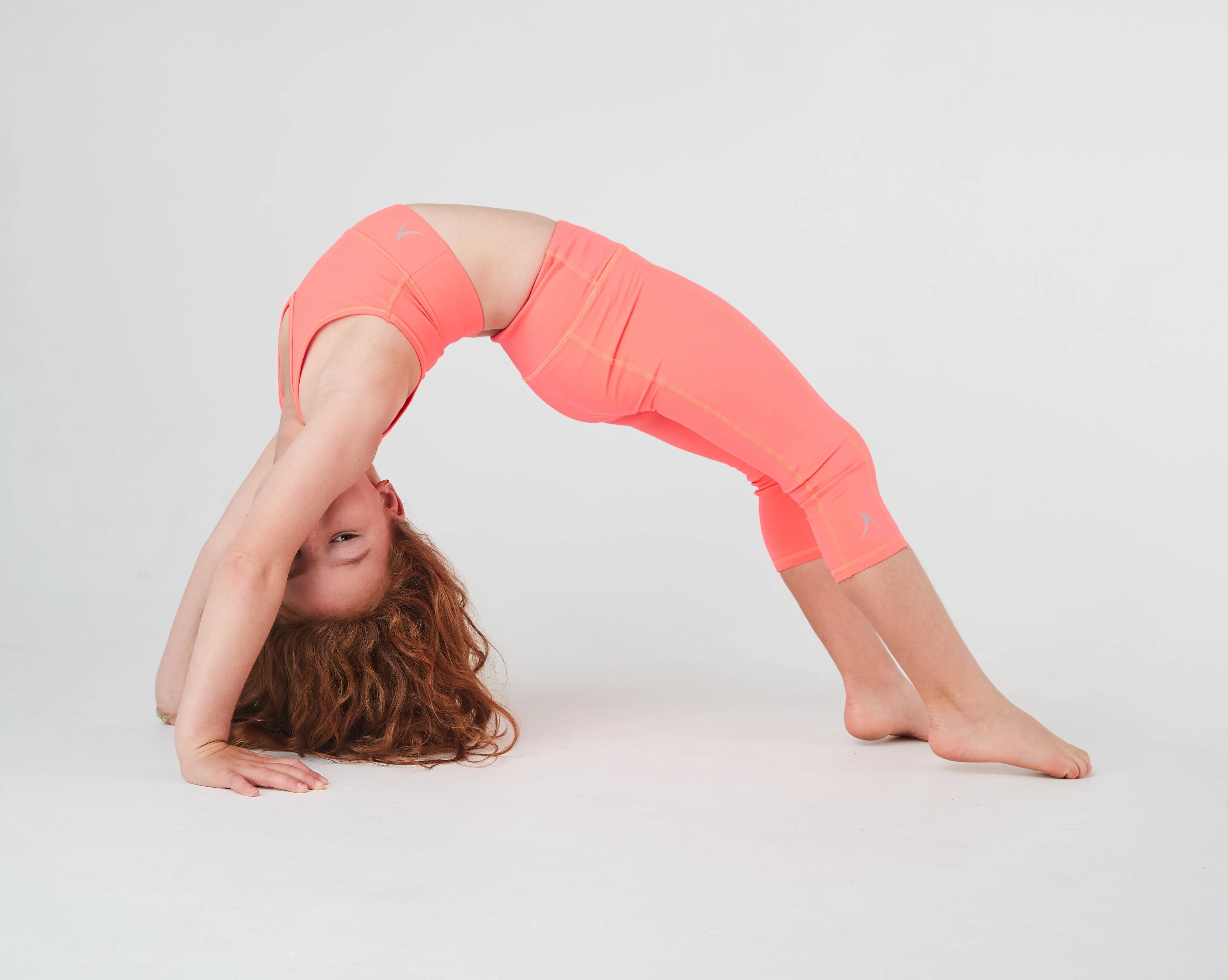 Girls Neon Orange 3/4 Leggings