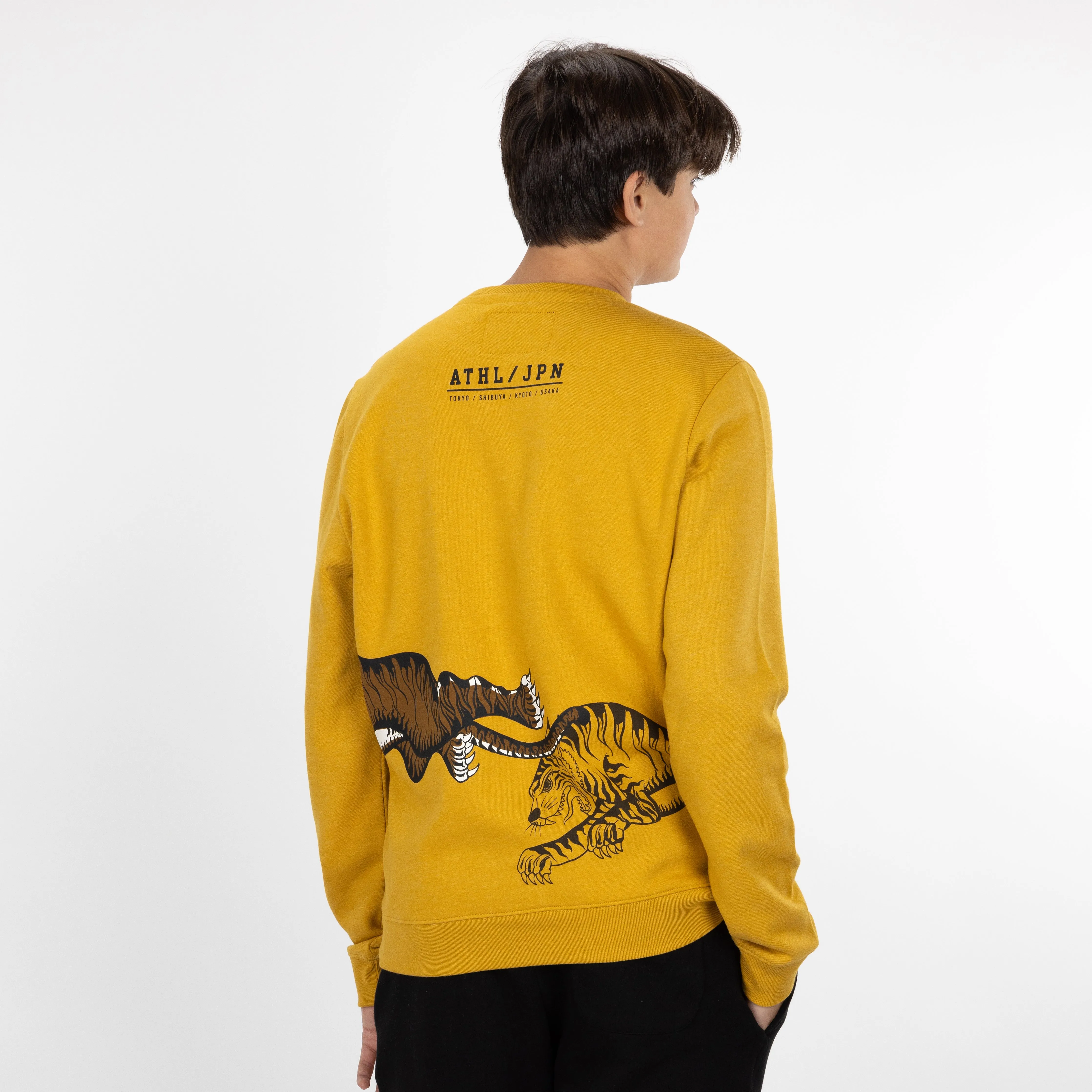 Graphic Wraparound Crewneck Sweatshirt - Tawny Olive / Fearless