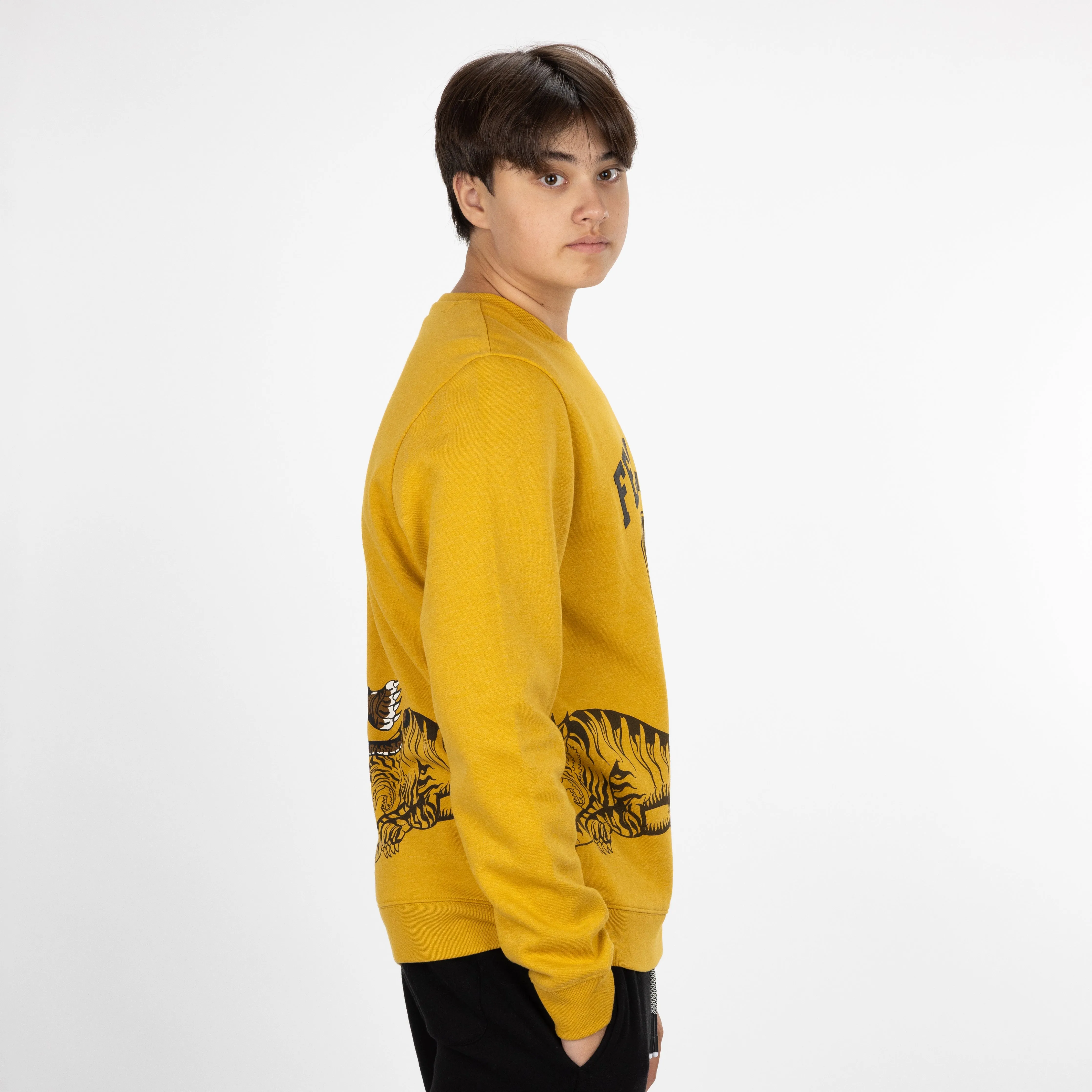Graphic Wraparound Crewneck Sweatshirt - Tawny Olive / Fearless