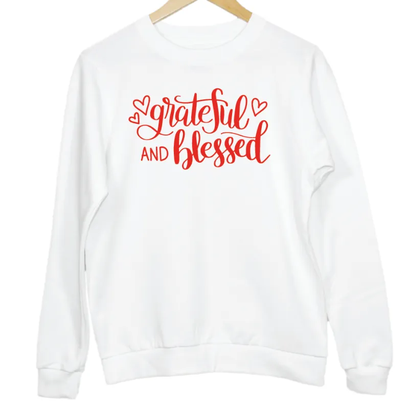 Grateful and Blessed Hearts Graphic Sweatshirt
