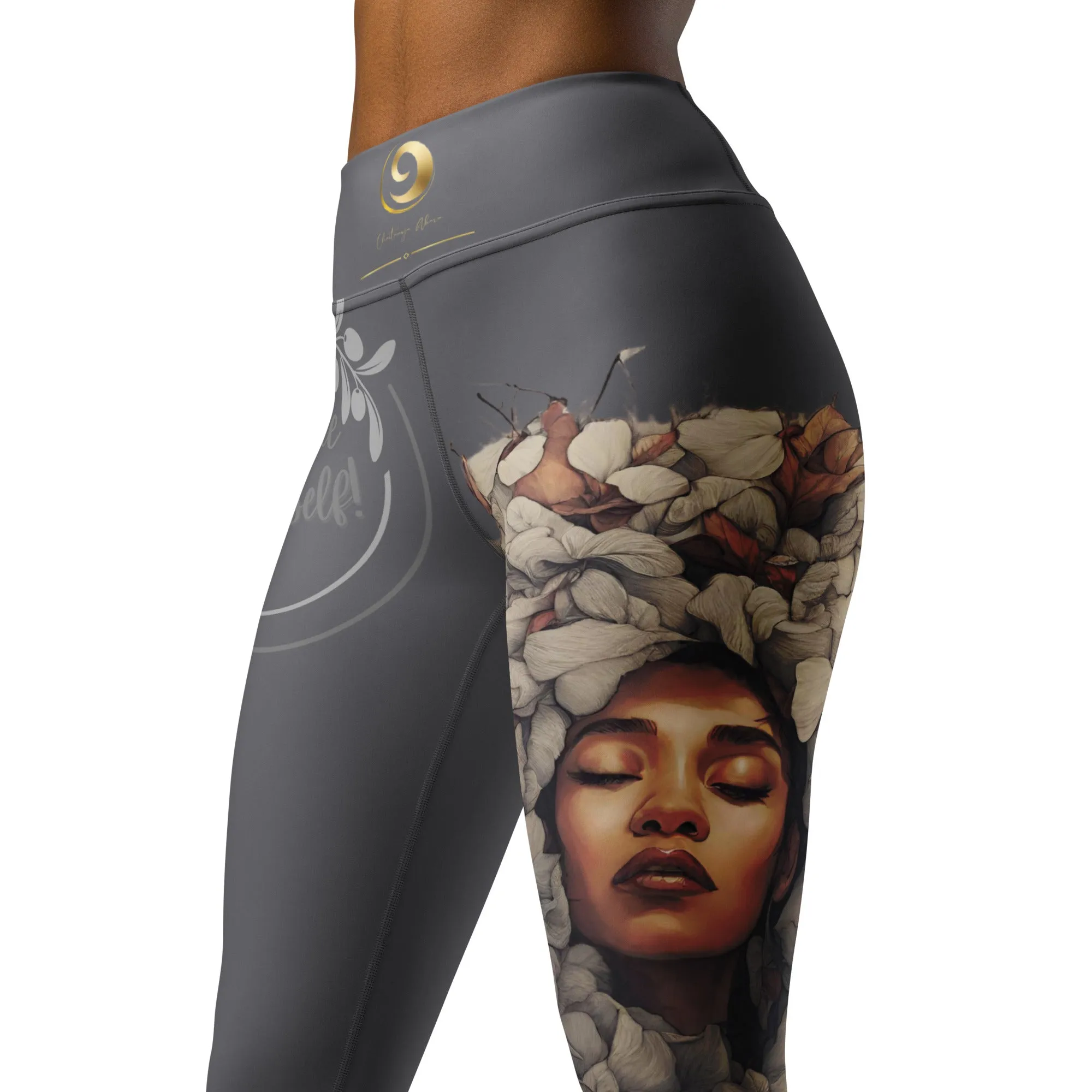 Gray Chaitanya Abara "Become Yourself" Inspirational Women's Leggings