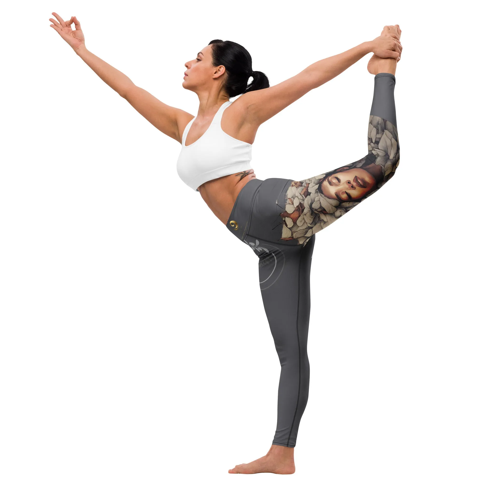 Gray Chaitanya Abara "Become Yourself" Inspirational Women's Leggings
