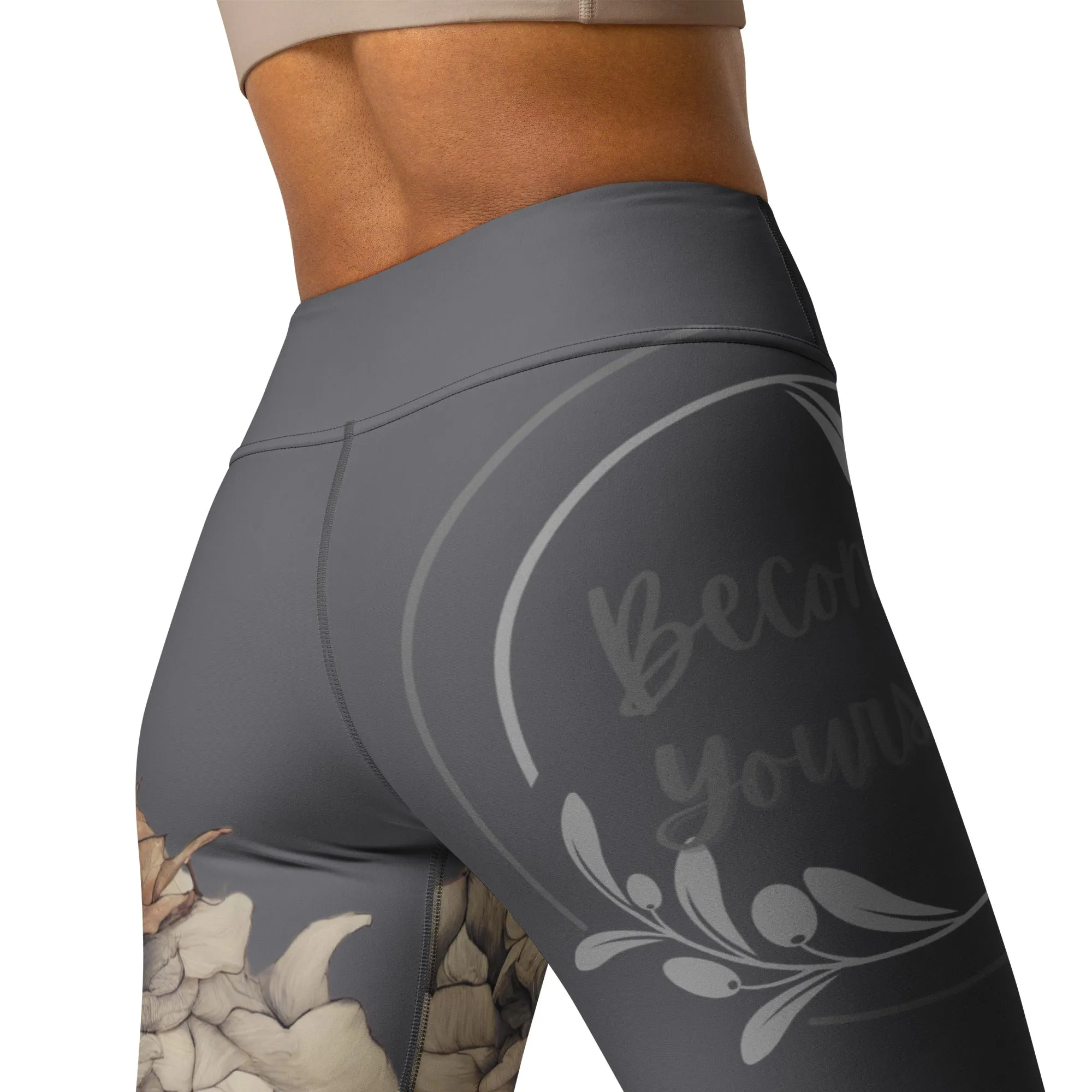 Gray Chaitanya Abara "Become Yourself" Inspirational Women's Leggings