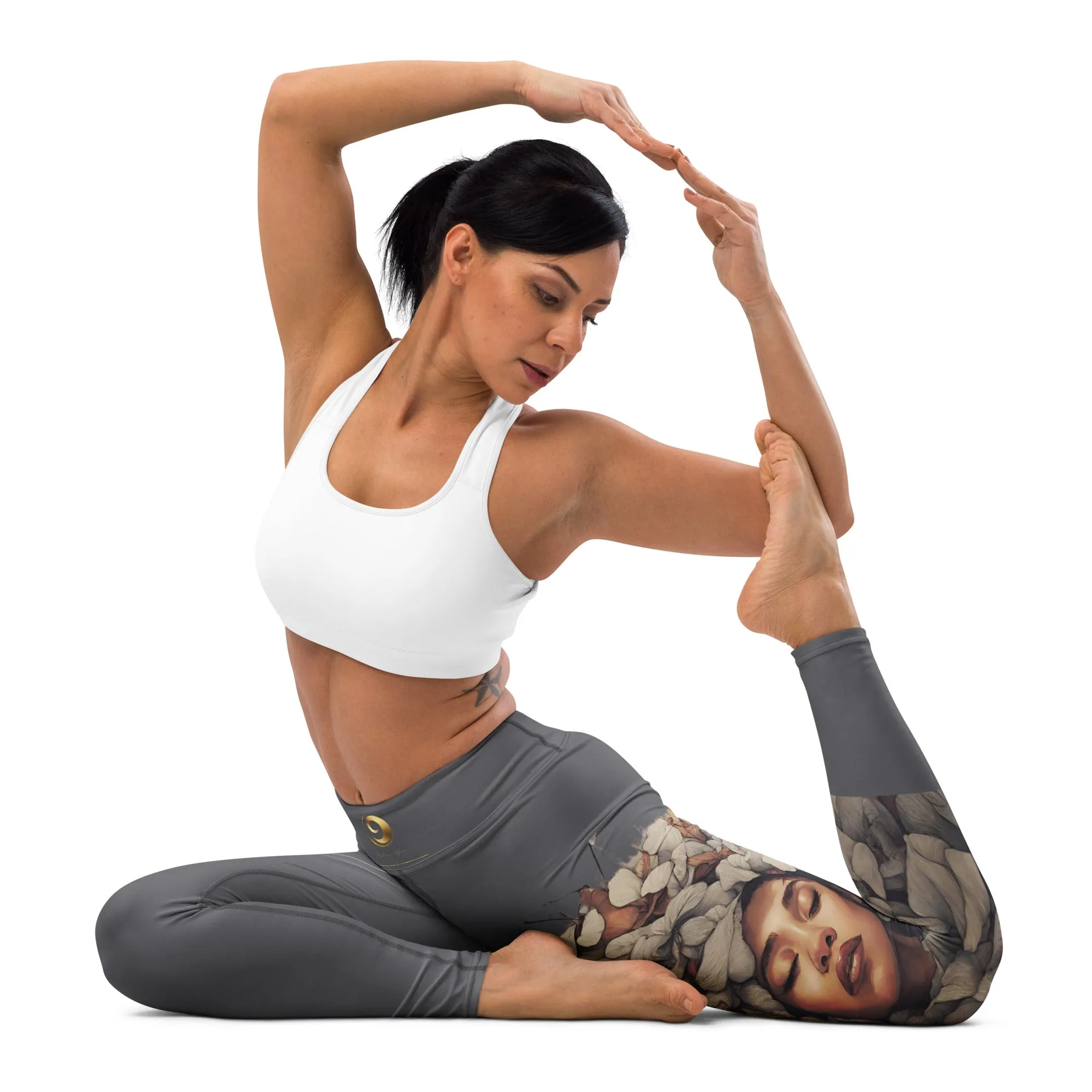 Gray Chaitanya Abara "Become Yourself" Inspirational Women's Leggings