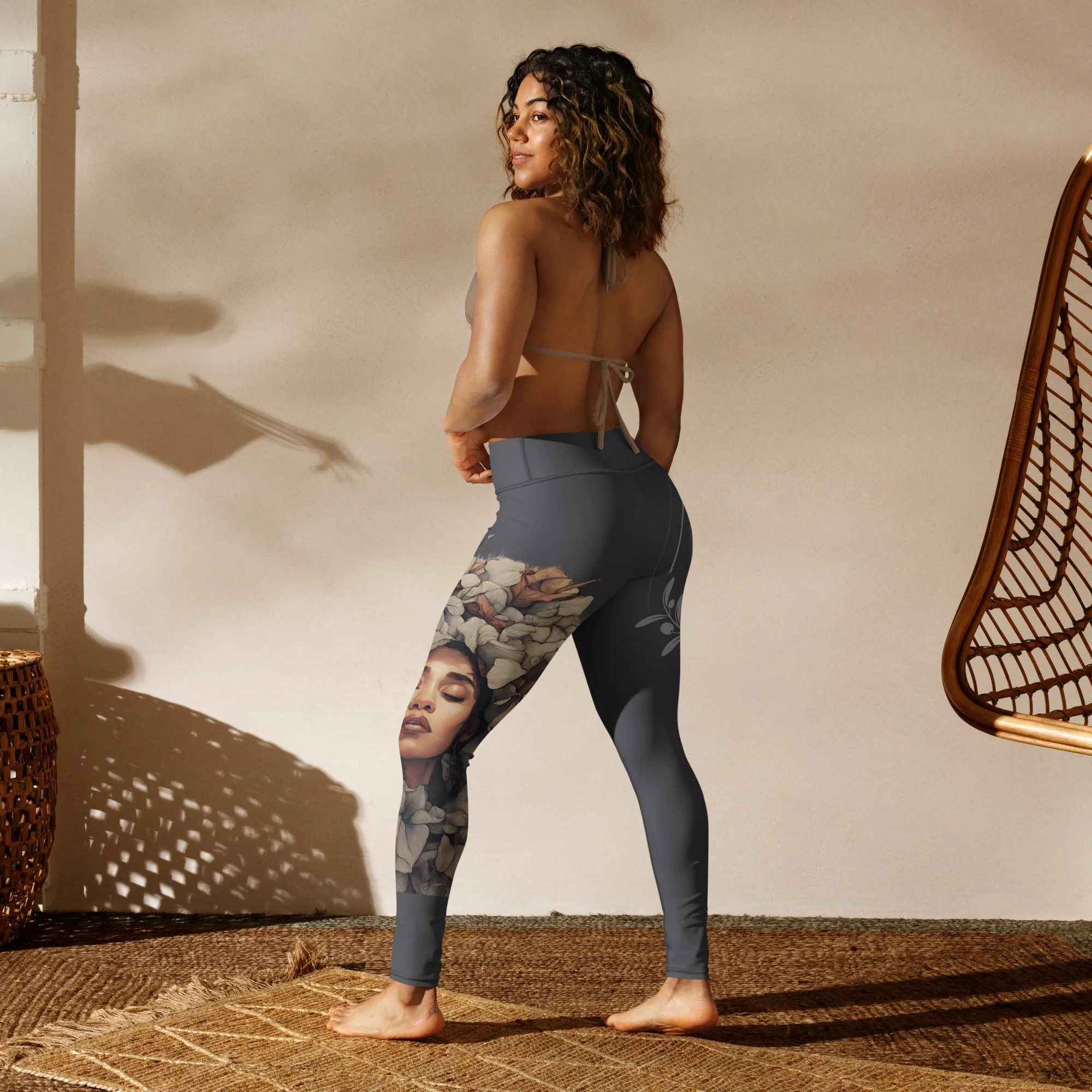 Gray Chaitanya Abara "Become Yourself" Inspirational Women's Leggings