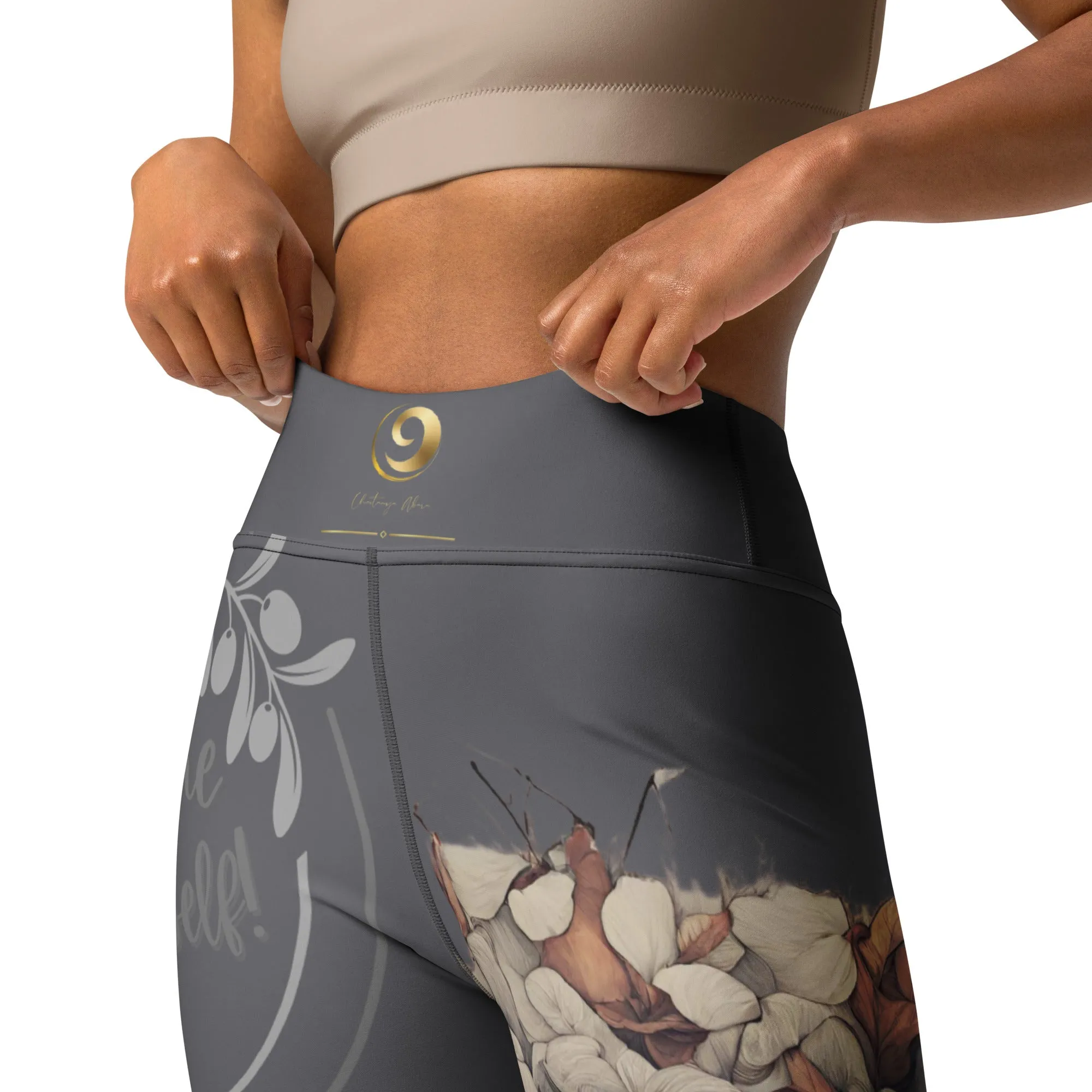 Gray Chaitanya Abara "Become Yourself" Inspirational Women's Leggings