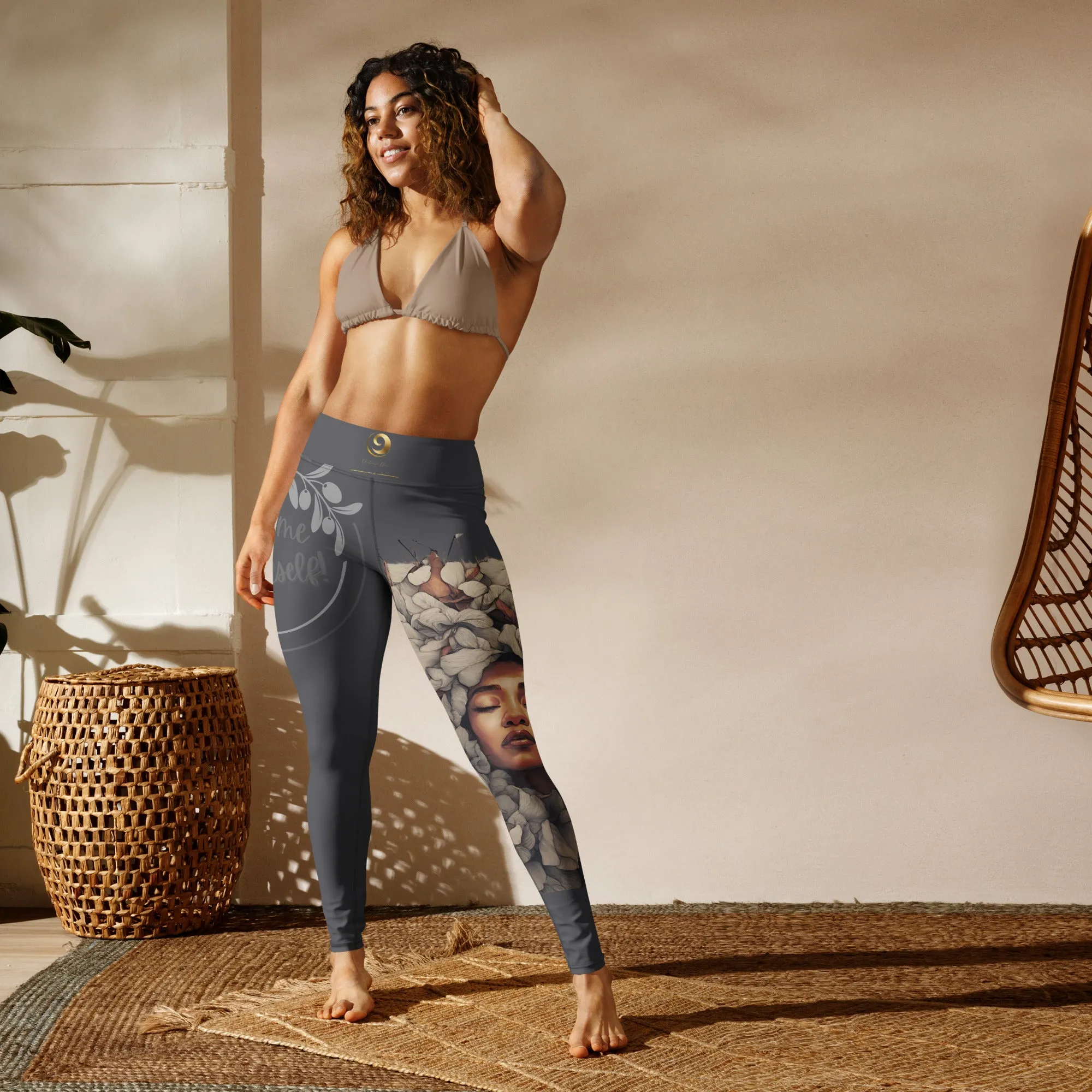 Gray Chaitanya Abara "Become Yourself" Inspirational Women's Leggings