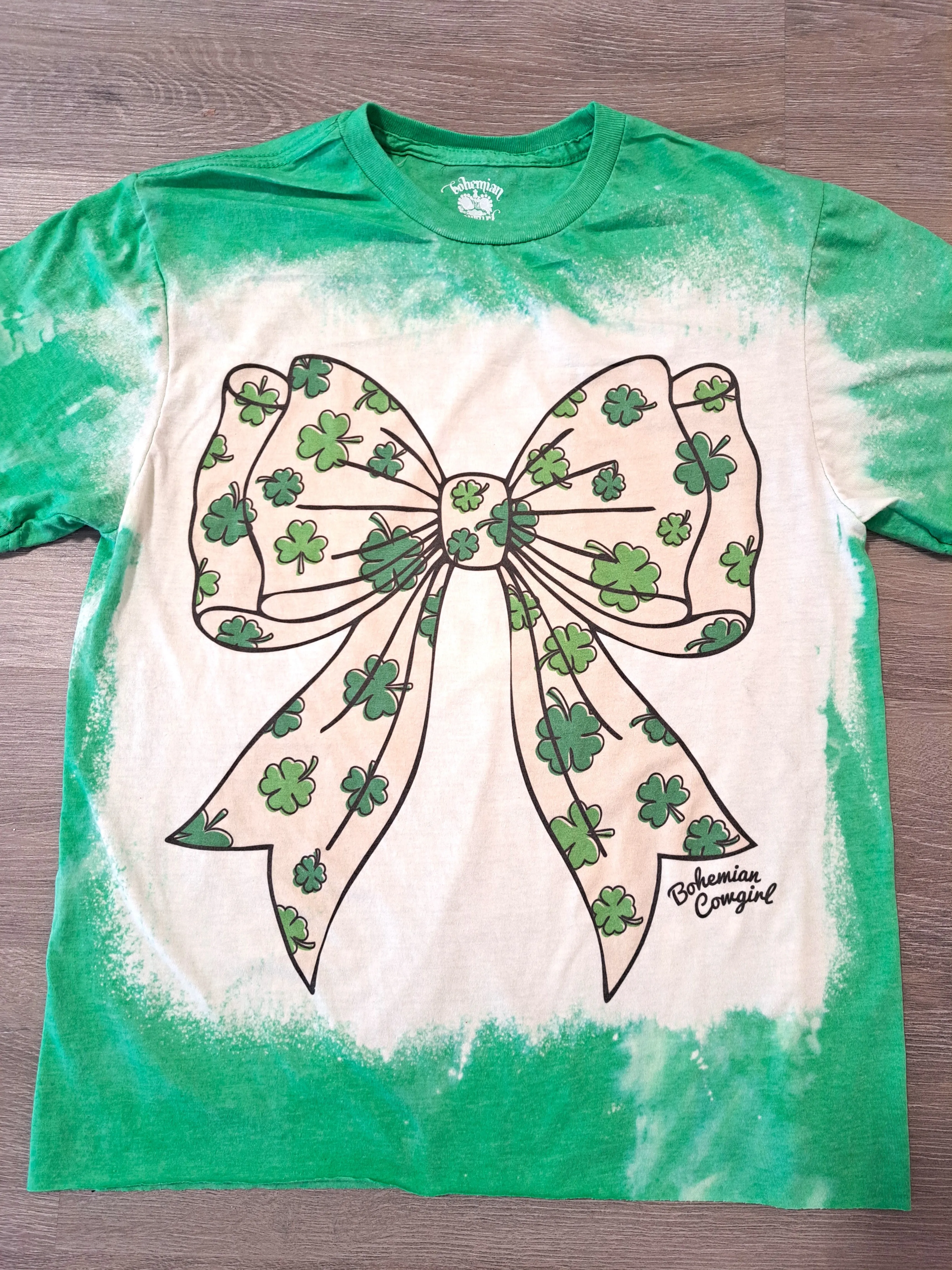 Green Lucky Clovers Bow T-Shirt - WS