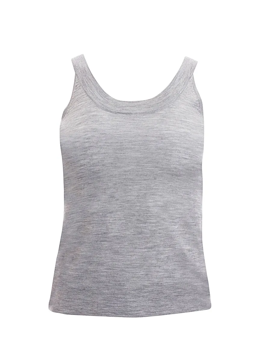 Grey 100% Cashmere Tank Top