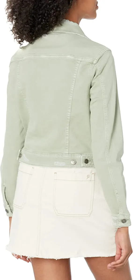 GUESS Women's Stevie Denim Trucker Jacket, Light Matcha Multi, Extra Large