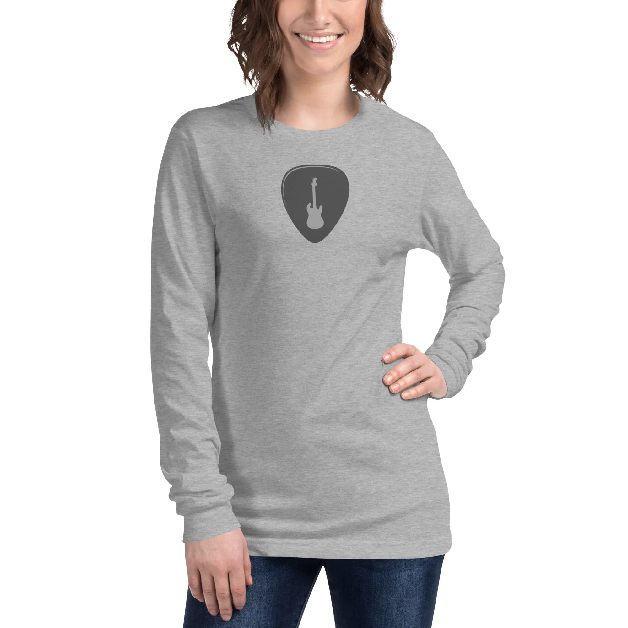 Guitar Pick in Heather Grey Long Sleeve Tee