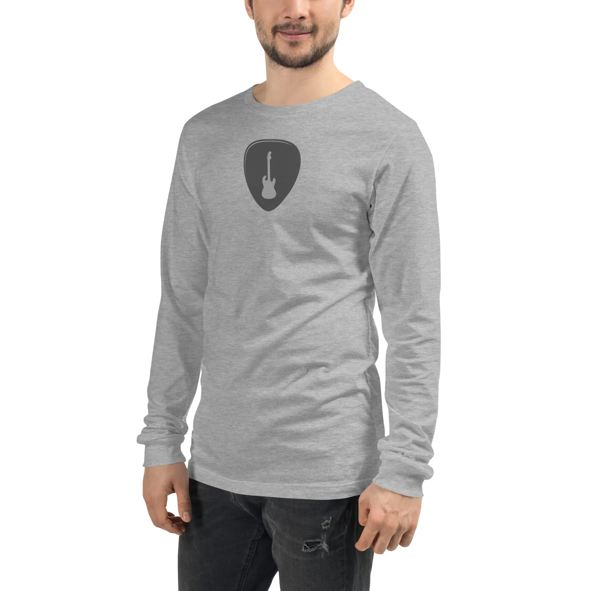 Guitar Pick in Heather Grey Long Sleeve Tee