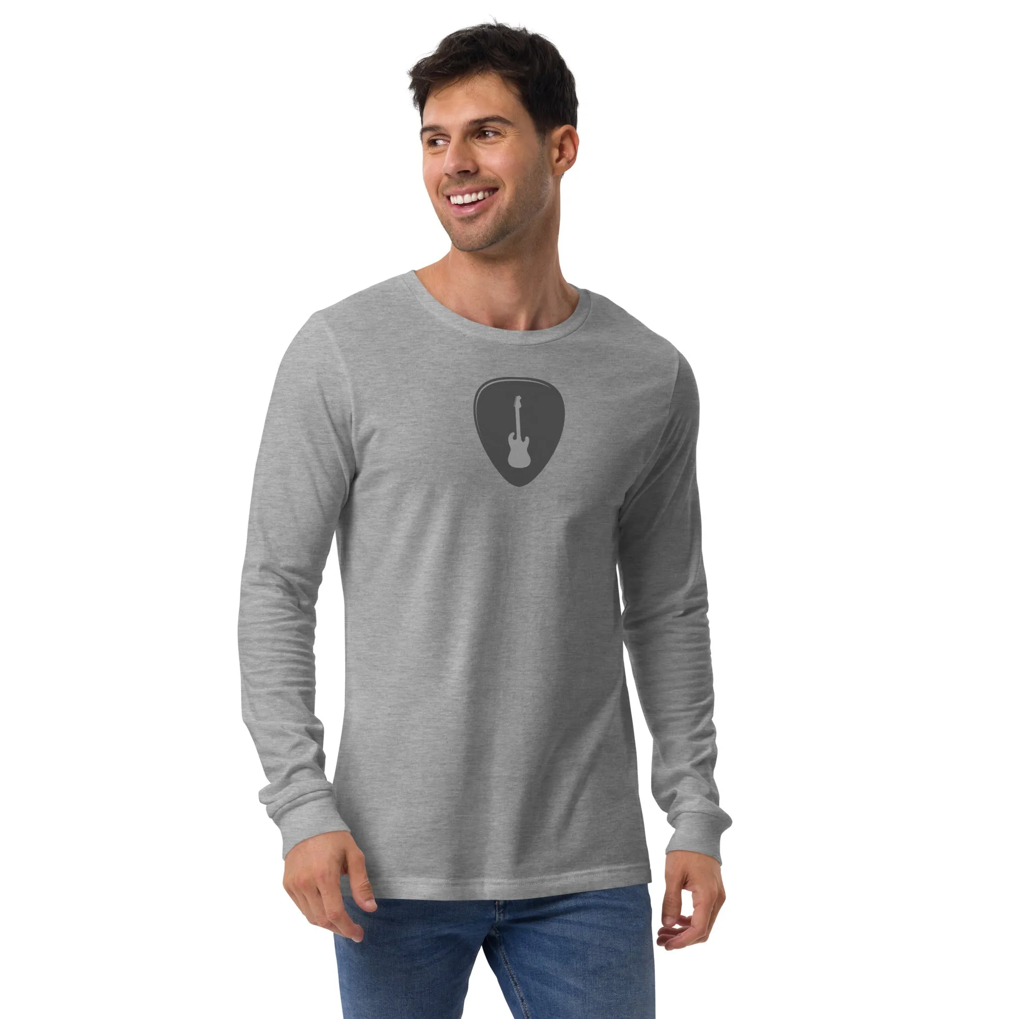 Guitar Pick in Heather Grey Long Sleeve Tee