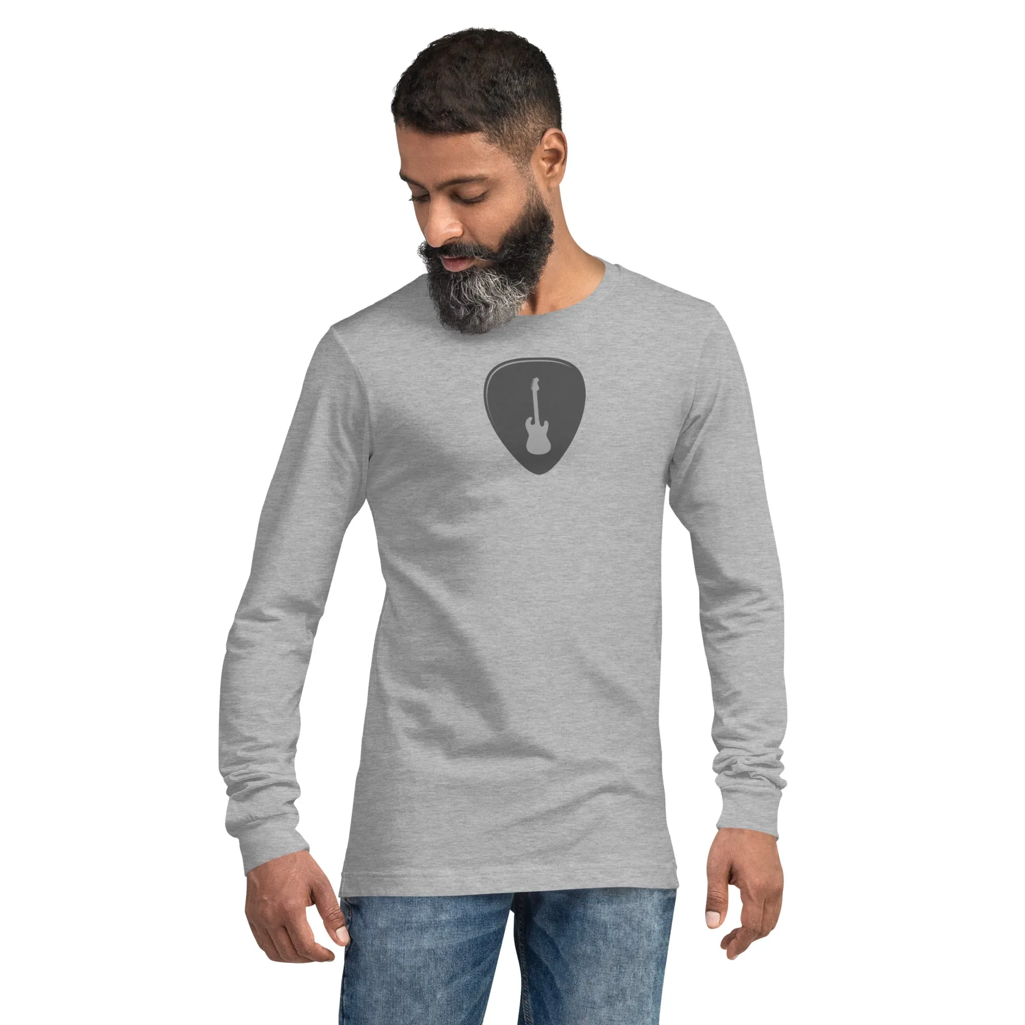 Guitar Pick in Heather Grey Long Sleeve Tee