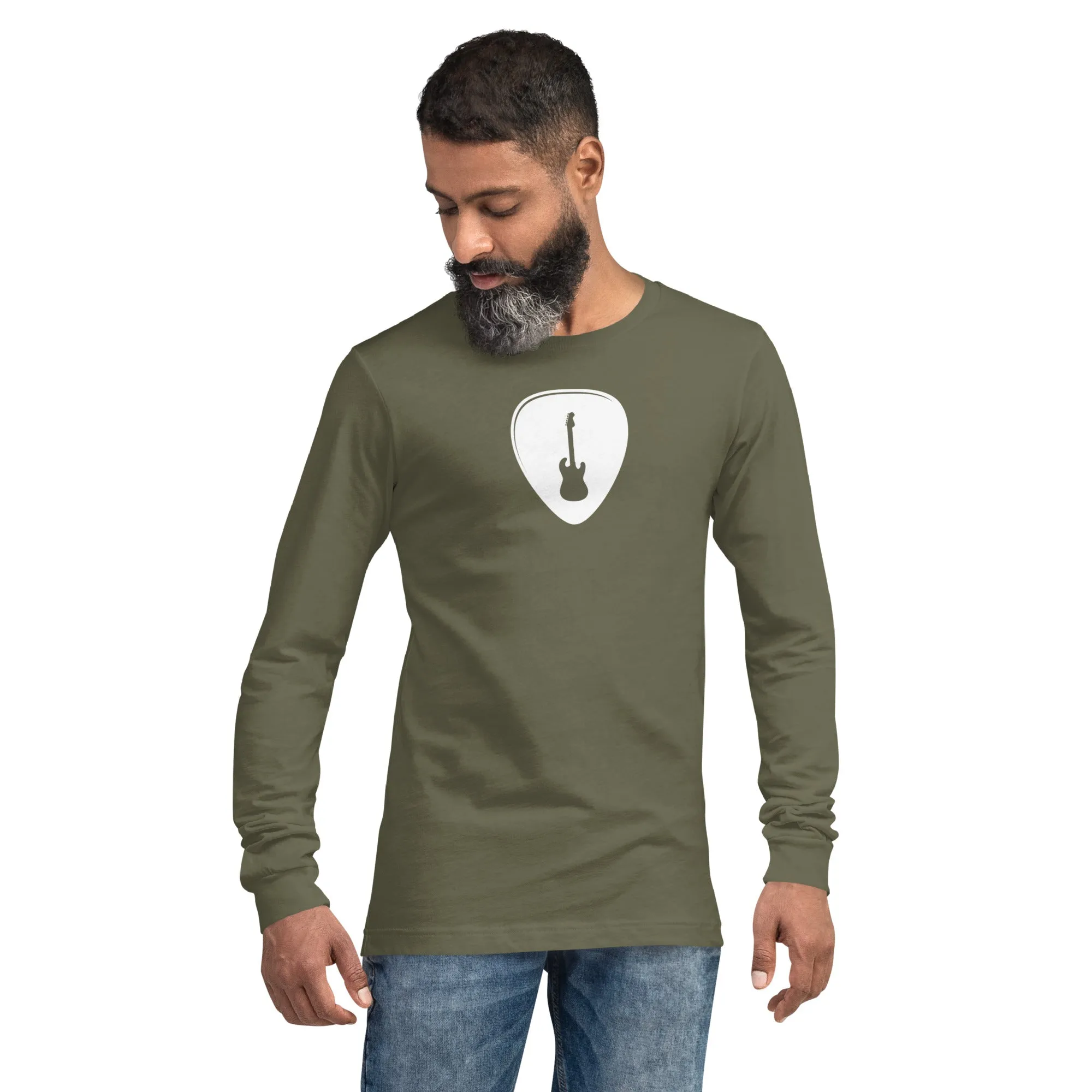 Guitar Pick in Military Green Long Sleeve Tee