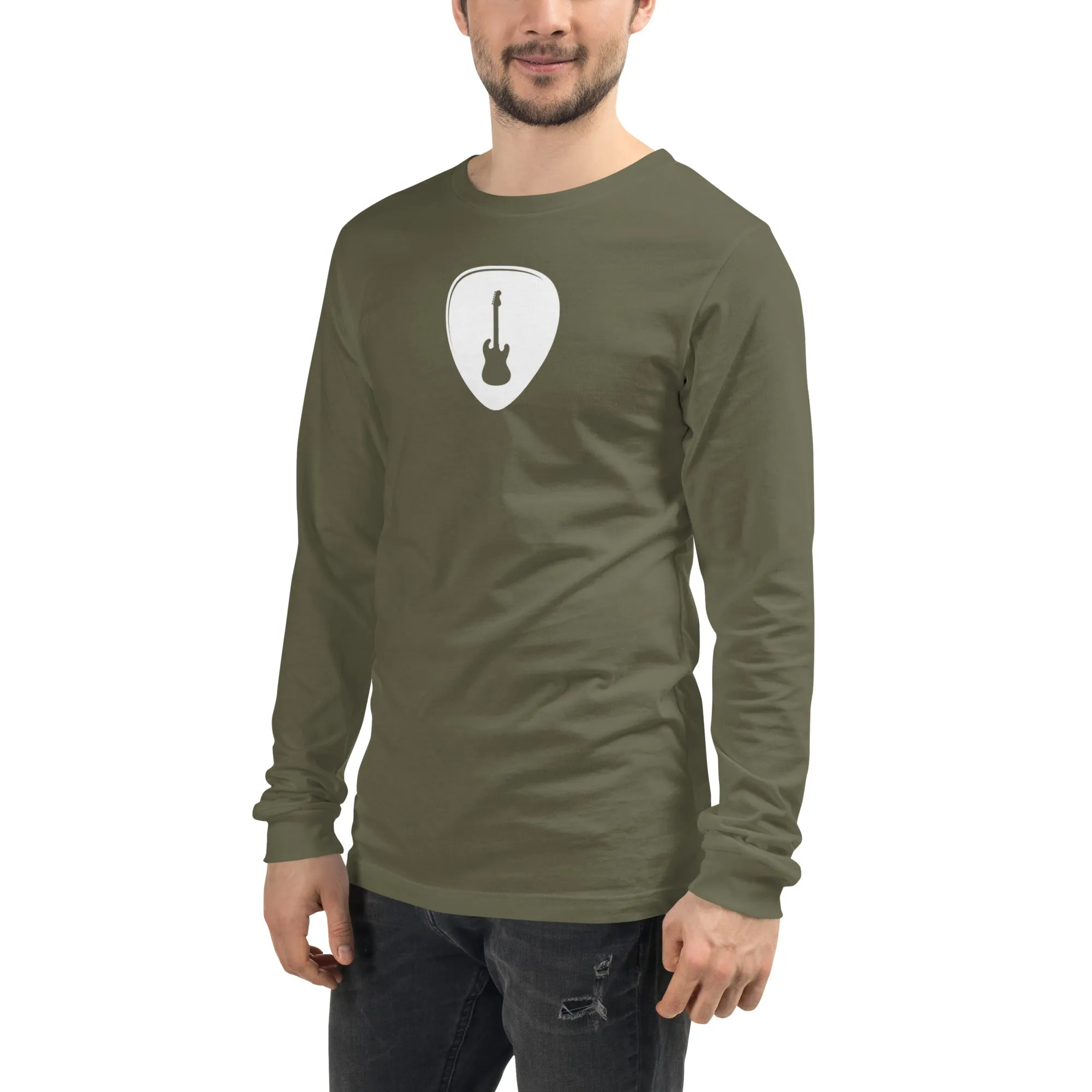 Guitar Pick in Military Green Long Sleeve Tee