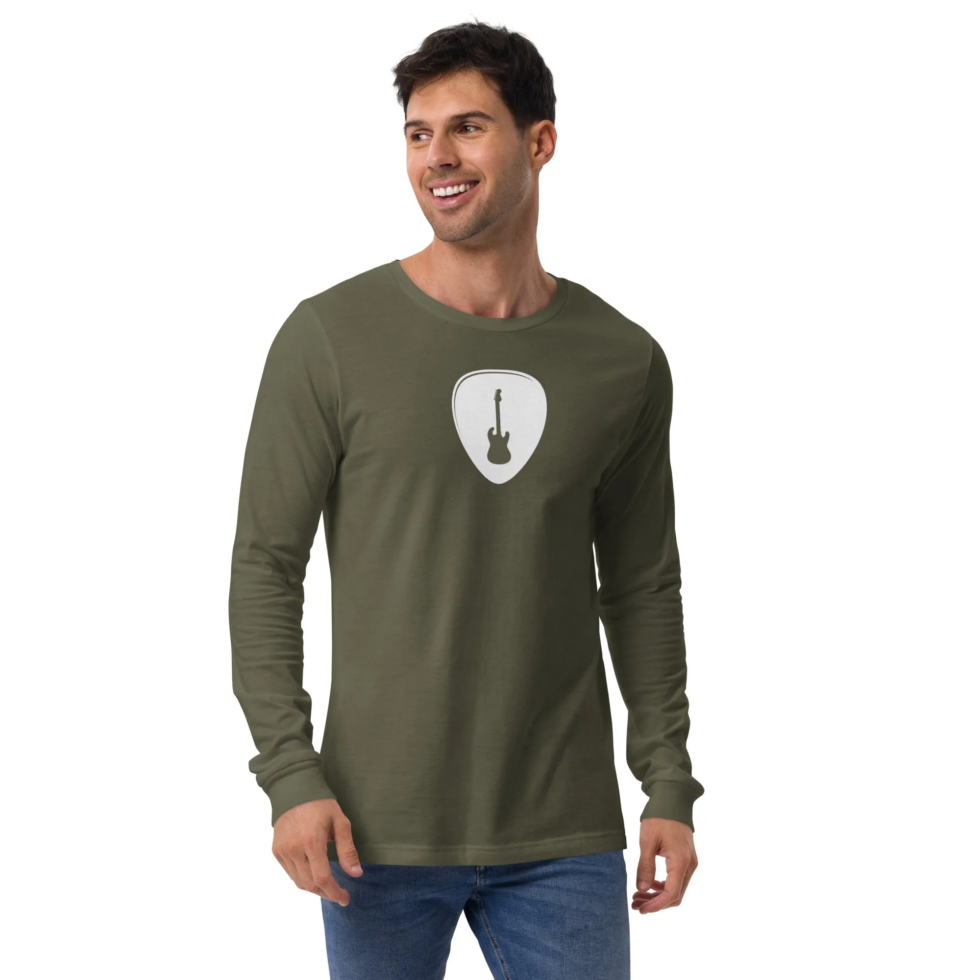Guitar Pick in Military Green Long Sleeve Tee