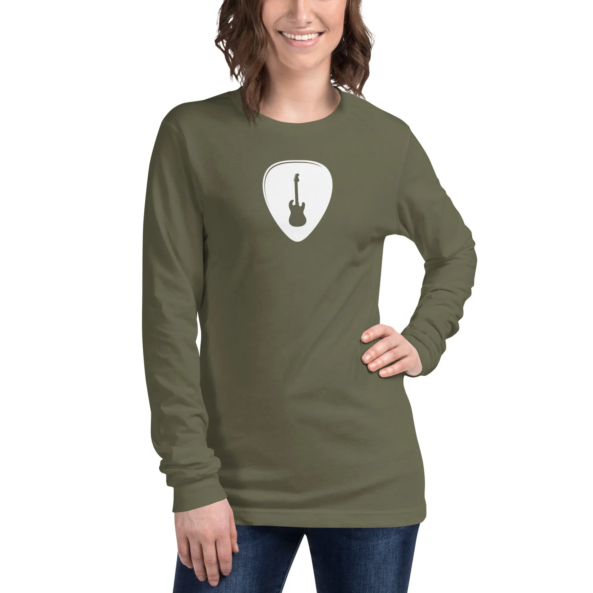 Guitar Pick in Military Green Long Sleeve Tee