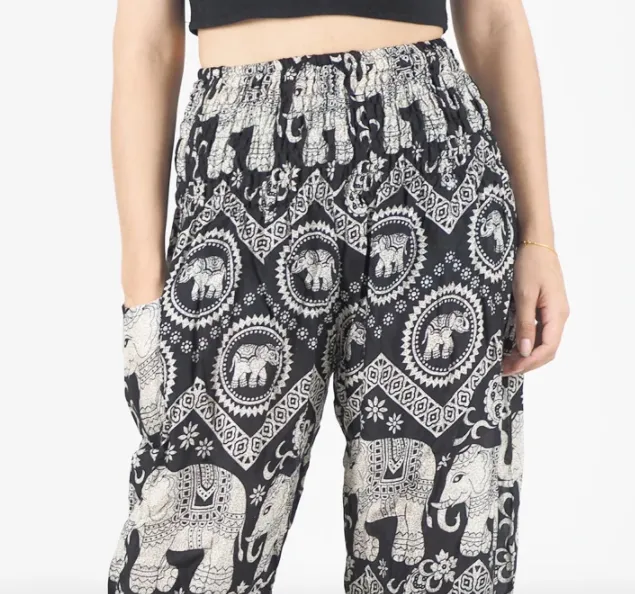 Gypsy Pants - Elephant Circles, Black
