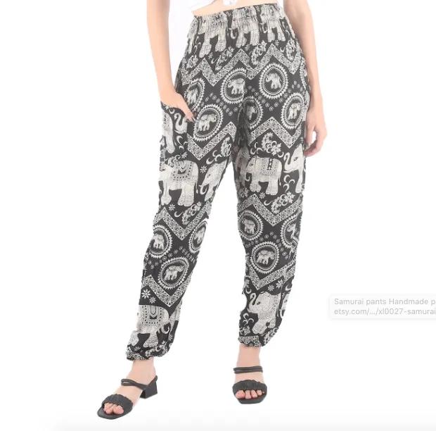 Gypsy Pants - Elephant Circles, Black