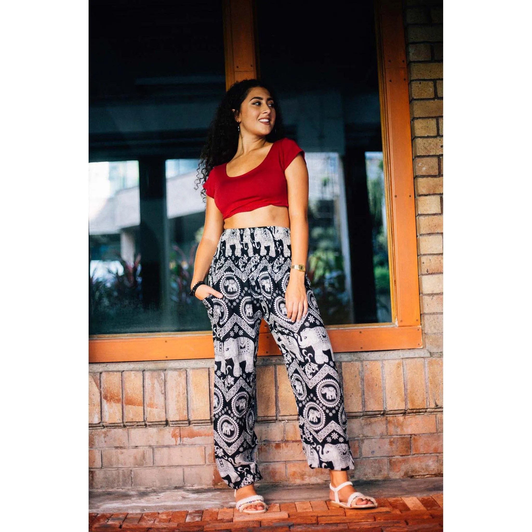 Gypsy Pants - Elephant Circles, Black