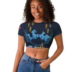 Happy Eid Al-Adha Raglan Cropped T shirt Morocco Mubarak LT15