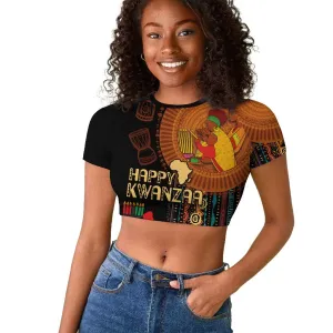 Happy Kwanzaa African Raglan Cropped T shirt - Tribal Pattern LT03
