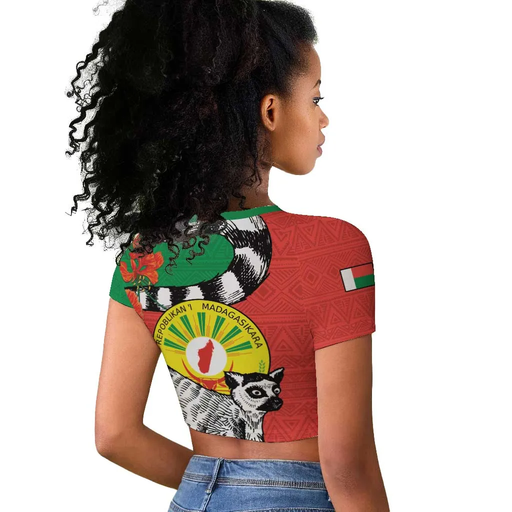 Happy Madagasikara Independence Day Raglan Cropped T shirt Ring-Tailed Lemur With Seal LT15