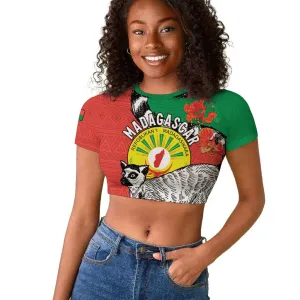 Happy Madagasikara Independence Day Raglan Cropped T shirt Ring-Tailed Lemur With Seal LT15