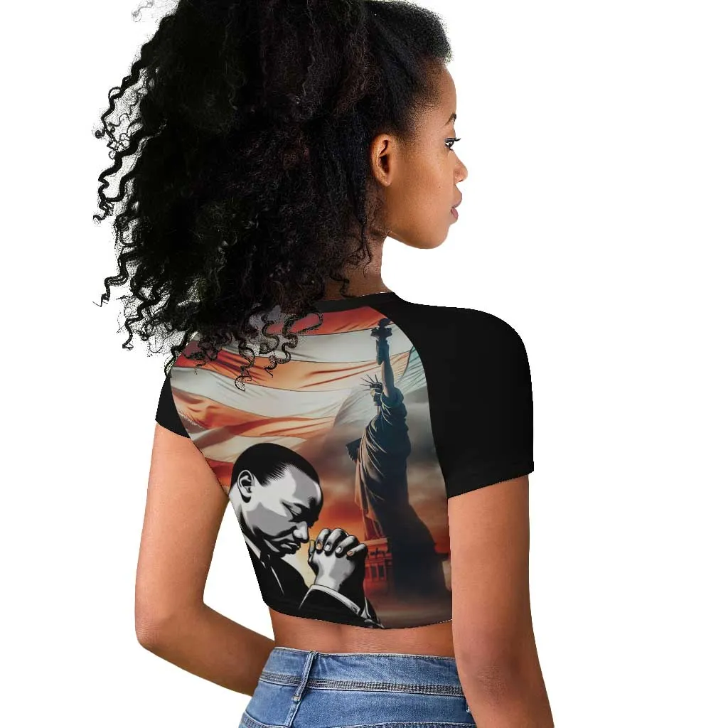 Happy MLK Day Raglan Cropped T shirt Black Americans Leaders I Have a Dream LT18