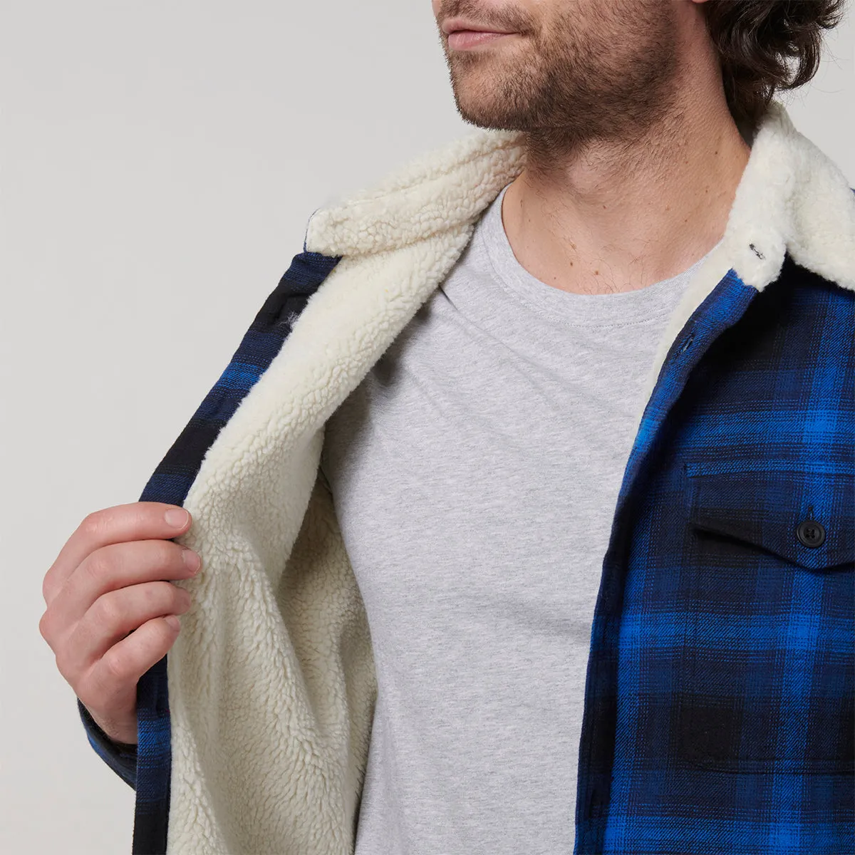 Hard Yakka Men's Sherpa Trucker Jacket - Blue Knight