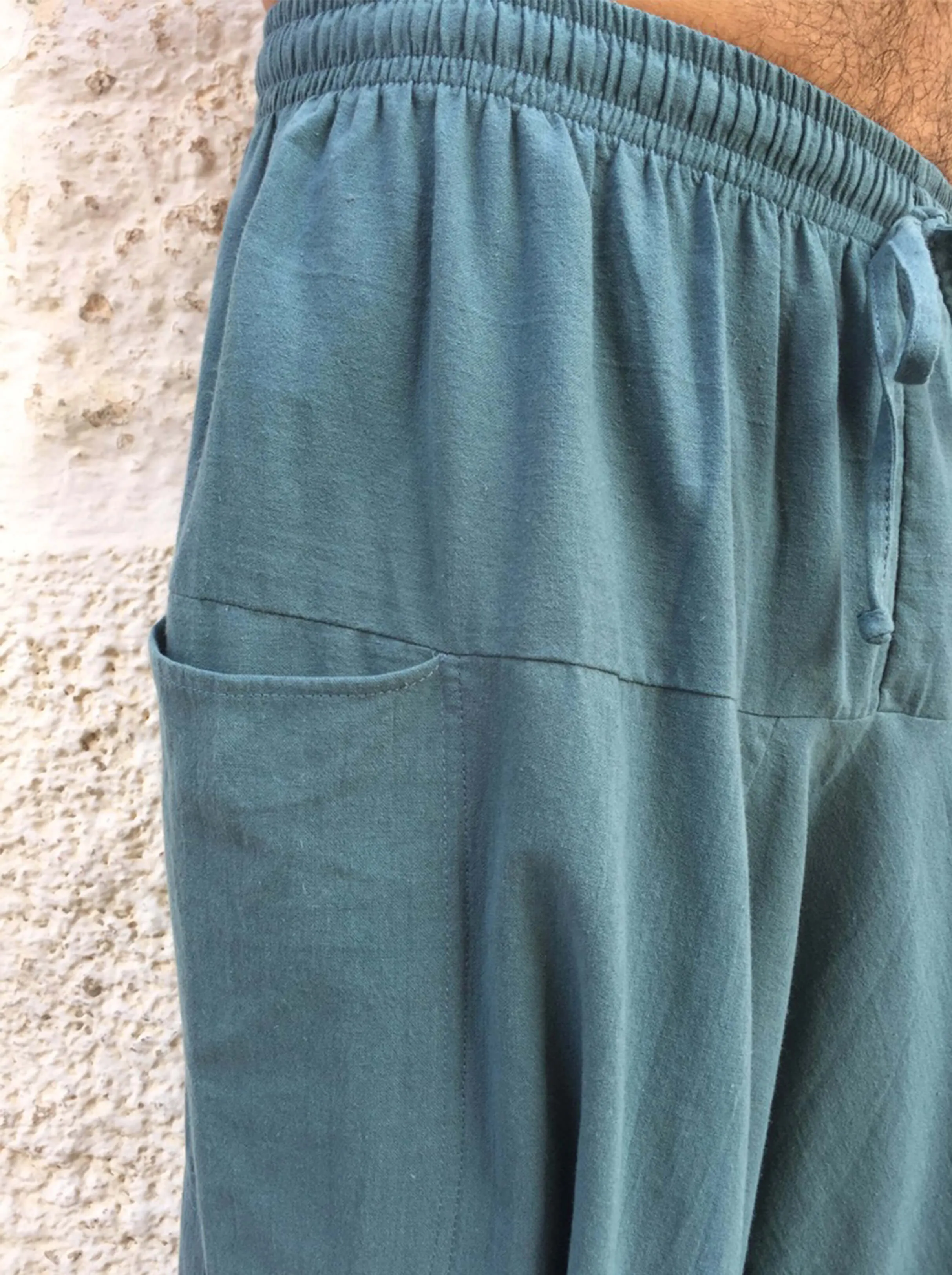 Harem Pants Cotton with Pockets Dusty Blue