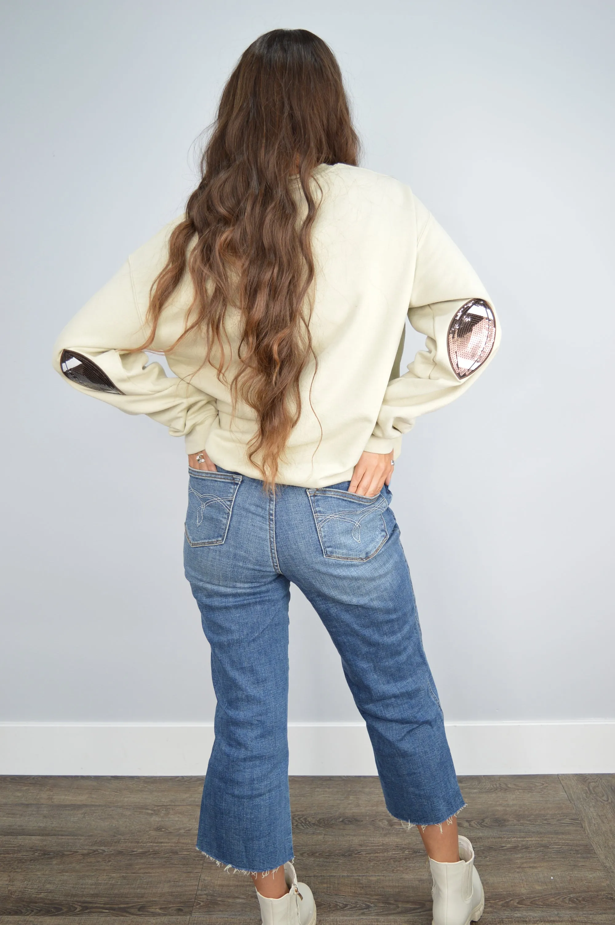 Hazel Blues® |  Game Day Pearl w/Football Patch Sweatshirt