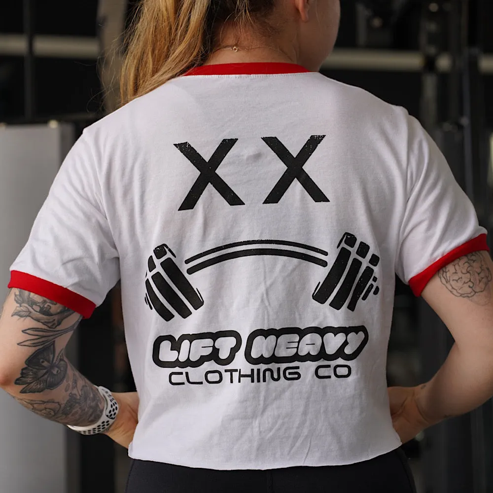 HEAVY WEIGHTS CLUB-WHITE/ RED - CROPPED T-SHIRT