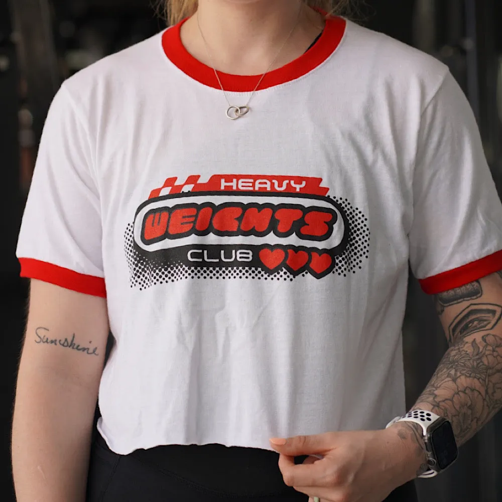 HEAVY WEIGHTS CLUB-WHITE/ RED - CROPPED T-SHIRT