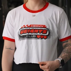 HEAVY WEIGHTS CLUB-WHITE/ RED - CROPPED T-SHIRT