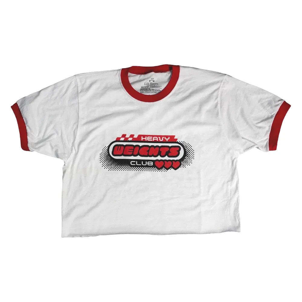 HEAVY WEIGHTS CLUB-WHITE/ RED - CROPPED T-SHIRT