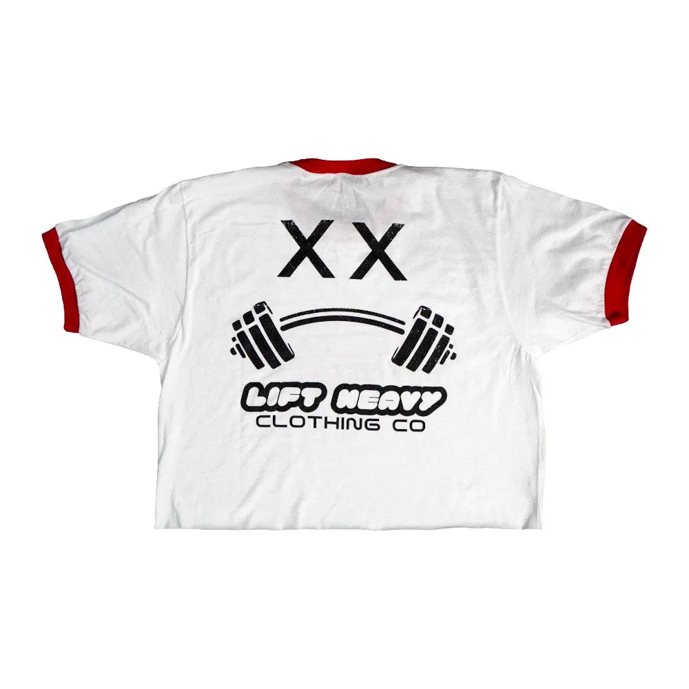 HEAVY WEIGHTS CLUB-WHITE/ RED - CROPPED T-SHIRT