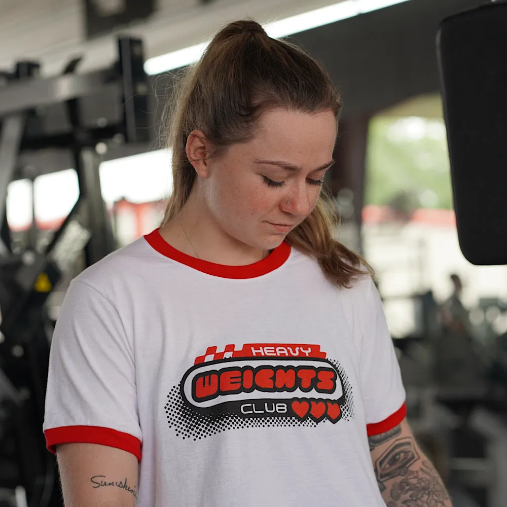 HEAVY WEIGHTS CLUB-WHITE/ RED - CROPPED T-SHIRT
