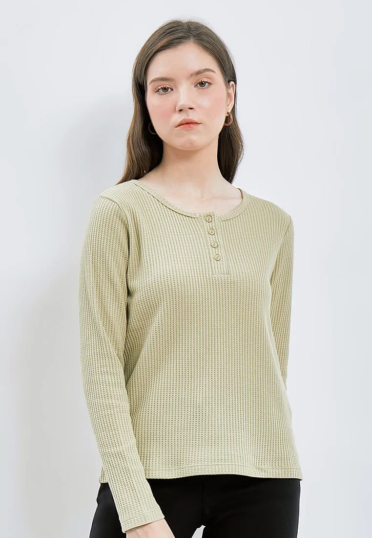 Henley Waffle Long Sleeve T-shirt