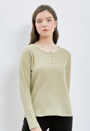 Henley Waffle Long Sleeve T-shirt