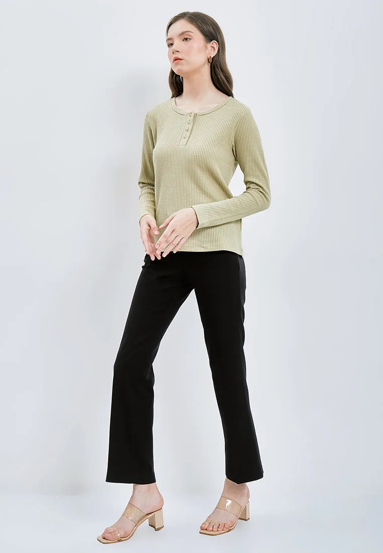 Henley Waffle Long Sleeve T-shirt