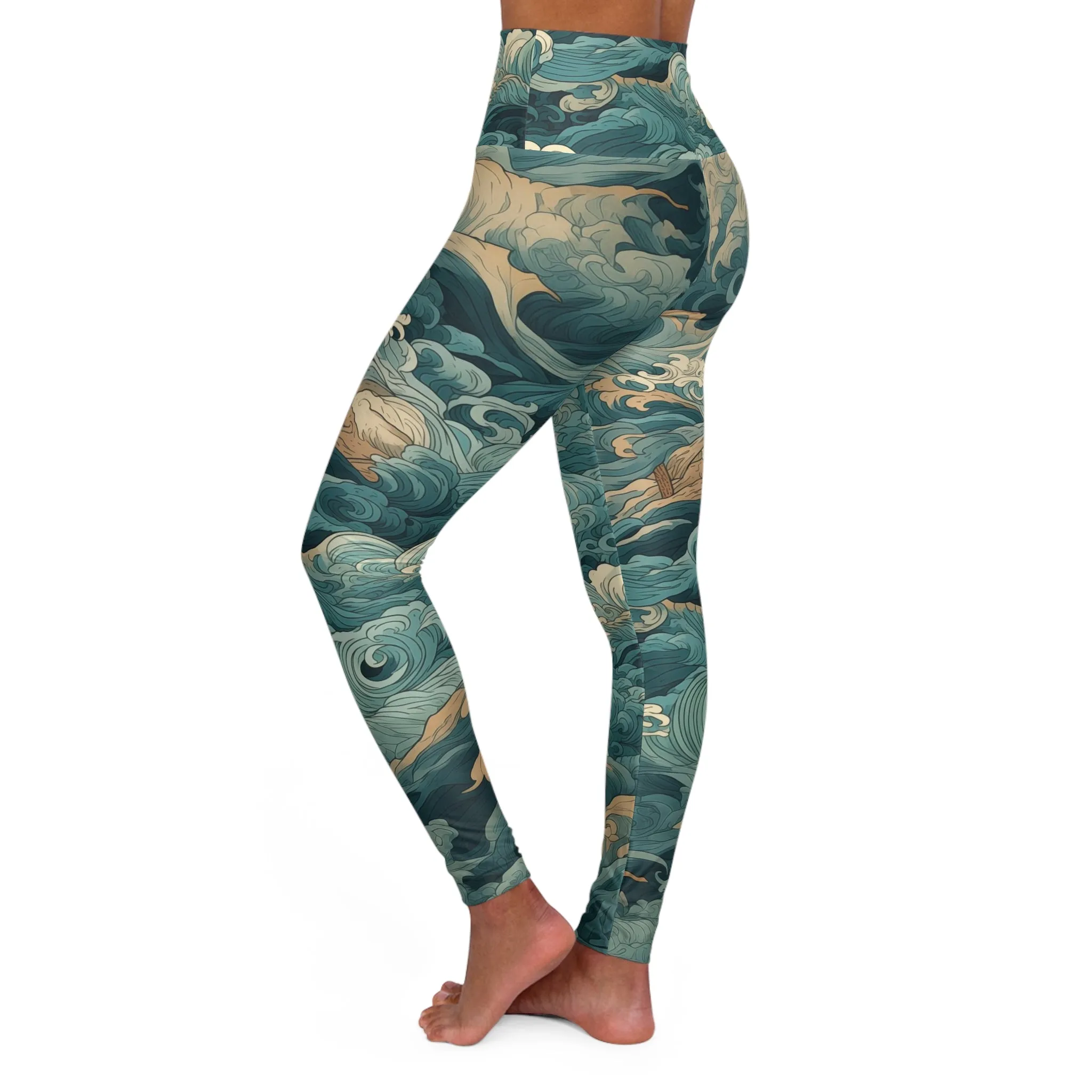 High Waisted Leggings - Elric Belmont Anime Ocean