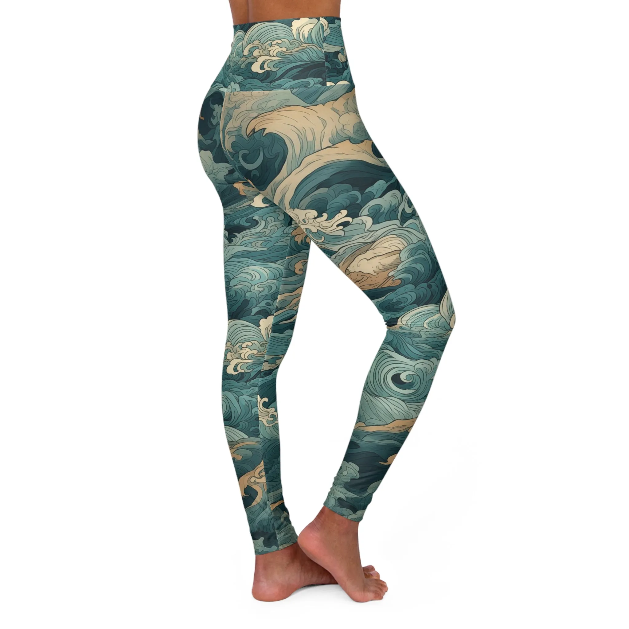 High Waisted Leggings - Elric Belmont Anime Ocean